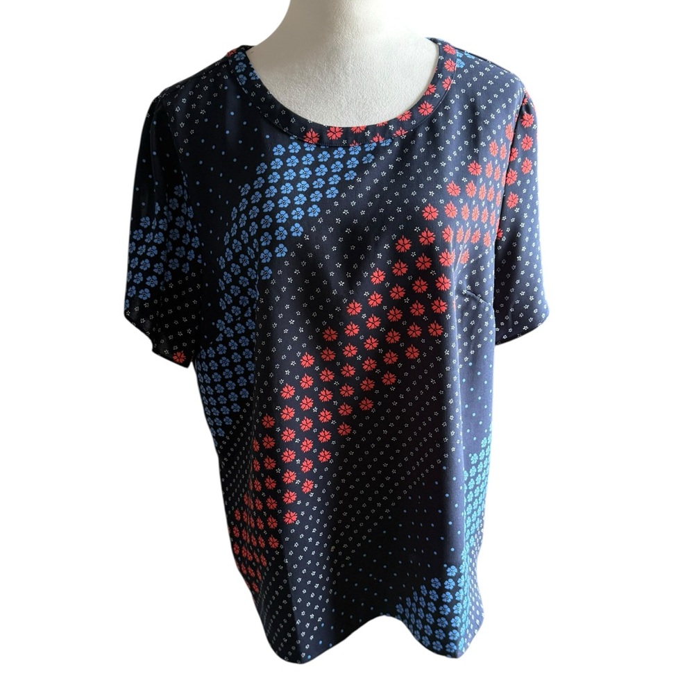 Tommy Hilfiger Stylish Navy Blue and Red Women's Top